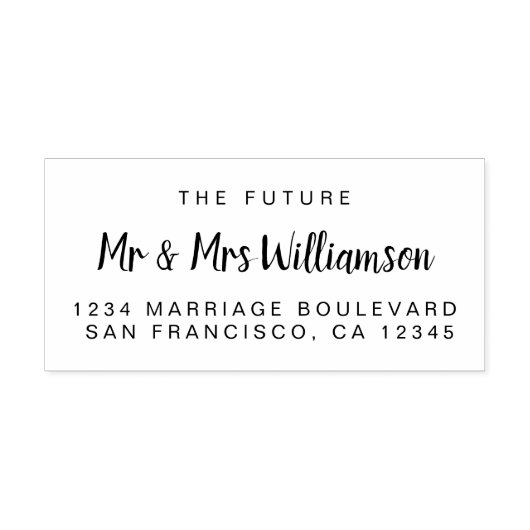 Tampon Auto-encreur Chic Script Future M. Mme Mariage Adresse de retou (Design)