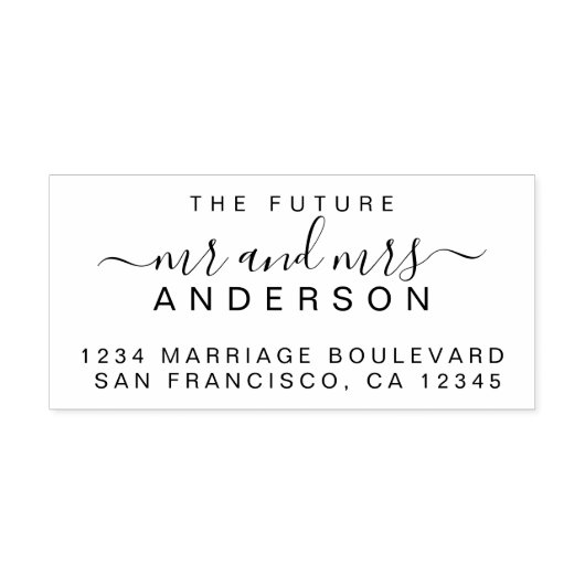 Tampon Auto-encreur Chic Script Future M. Mme Mariage Adresse de retou (Design)