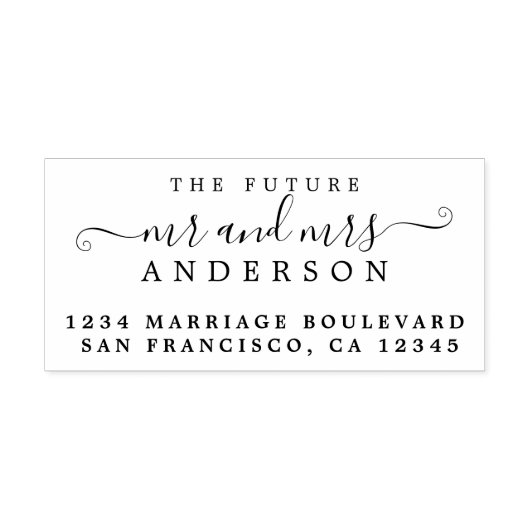 Tampon Auto-encreur Chic Script Future M. Mme Mariage Adresse de retou (Design)