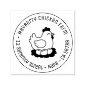 Tampon Auto-encreur Chicken on Nest with Eggs Round Address (Design)