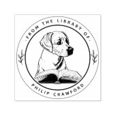 Tampon Auto-encreur Chien avec livre de la bibliothèque de (Design)
