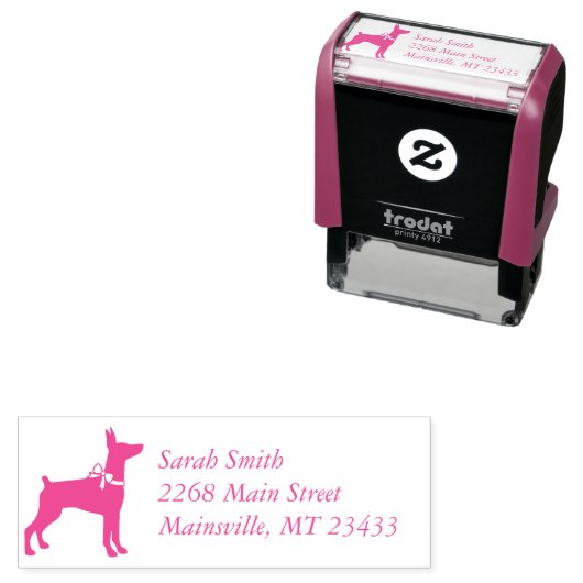 Tampon Auto-encreur Chien Baby shower Doberman (En situation)