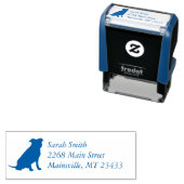 Tampon Auto-encreur Chien Baby shower Pit Pitbull Blue Boy (En situation)