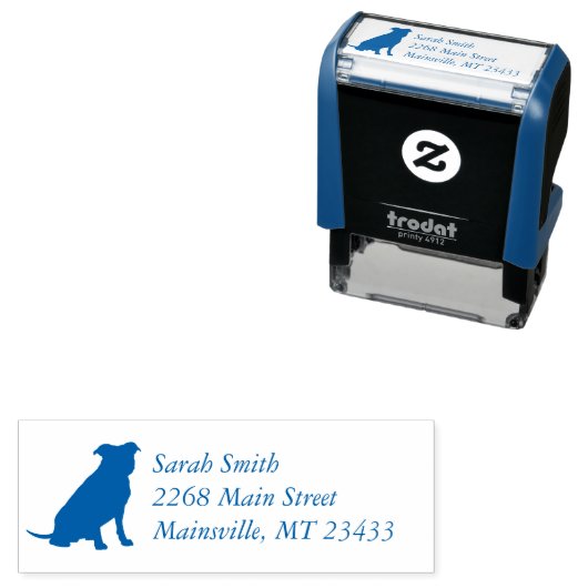 Tampon Auto-encreur Chien Baby shower Pit Pitbull Blue Boy (En situation)