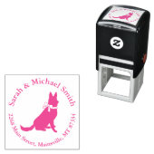 Tampon Auto-encreur Chien berger allemand Baby shower fille rose (En situation)