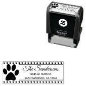 Tampon Auto-encreur Chien Chat Pawprint Adresse de retour Nom de famil (En situation)