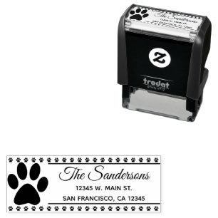 Tampon Auto-encreur Chien Chat Pawprint Adresse de retour Nom de famil