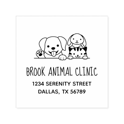 Tampon Auto-encreur Chien Chat Rabbit vétérinaire Animal Clinique Adre (Design)