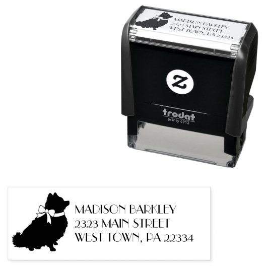 Tampon Auto-encreur Chien Chien Chien Poméranie (En situation)