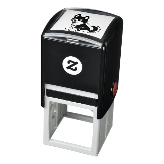 Tampon Auto-encreur Chien chiot noir et blanc Husky (Produit)