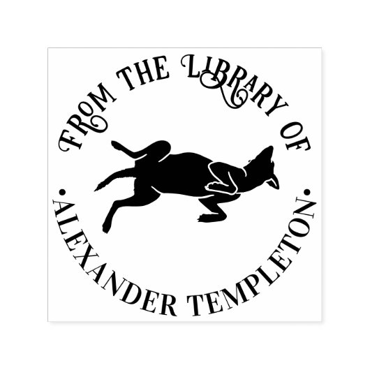 Tampon Auto-encreur Chien dans le Rub du ventre Nom du livre (Design)