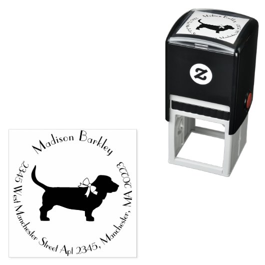 Tampon Auto-encreur Chien de Basset Hound Puppy (En situation)