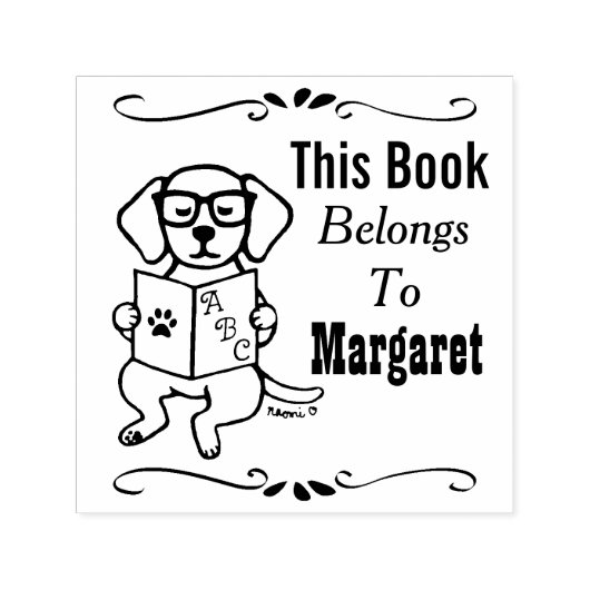 Tampon Auto-encreur Chien labrador, Appartient à, Bibliothèque, Étique (Design)