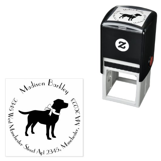 Tampon Auto-encreur Chien Labrador Black Lab Puppy (En situation)