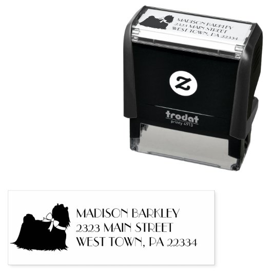 Tampon Auto-encreur Chien maltais Chien Chien Chien Coiffure longue (En situation)