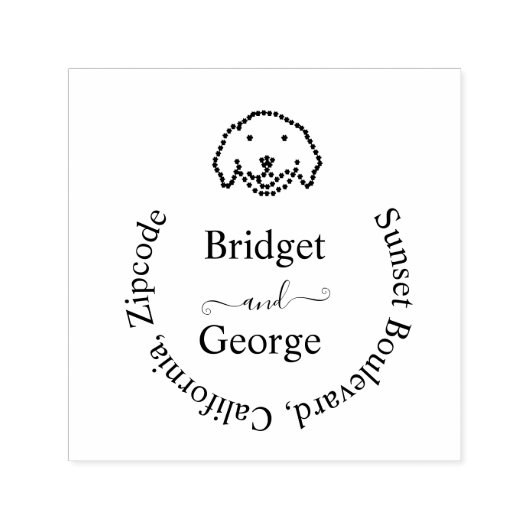 Tampon Auto-encreur chien mignon & rond adresse de retour noir (Design)