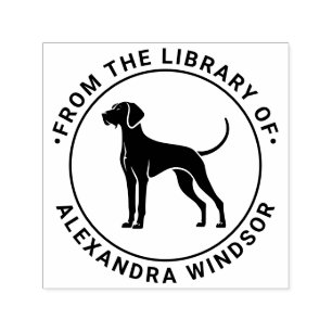 Tampon Auto-encreur Chien Vizsla Debout Silh Nom du livre de la biblio
