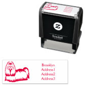 Tampon Auto-encreur Chih tzu long cheveux dessin de chien (En situation)