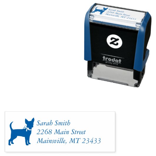 Tampon Auto-encreur Chihuahua Baby shower Blue Boy Chig (En situation)