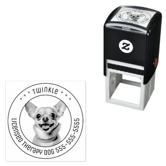 Tampon Auto-encreur Chihuahua Chien animal de compagnie photo Round (En situation)