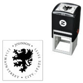 Tampon Auto-encreur Chimera Lion Heraldry Retour Étiquette (En situation)