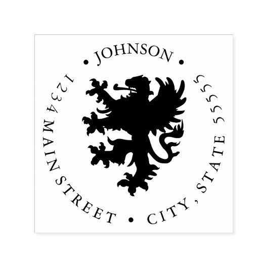 Tampon Auto-encreur Chimera Lion Heraldry Retour Étiquette (Design)