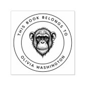 Tampon Auto-encreur Chimpanzé Personnalisé Ce Livre Appartient Au Nom  (Design)