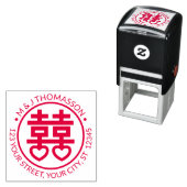 Tampon Auto-encreur Chinois Double Bonheur Hrt Couple Adresse de retou (En situation)