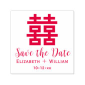 Tampon Auto-encreur Chinois double mariage bonheur Enregistrer la date (Design)