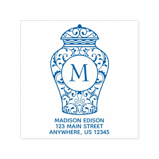 Tampon Auto-encreur Chinoiserie Ginger Jar Adresse Stamp auto-encre (Design)