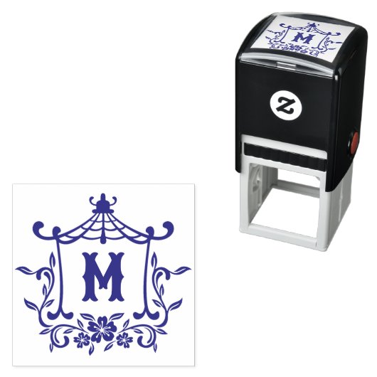 Tampon Auto-encreur Chinoiserie Monogram Pagode (En situation)