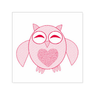 Tampon Auto-encreur Chouette Coeur Rose Love Auto-Intendance Timbre