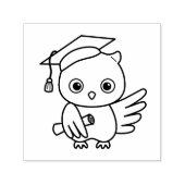 Tampon Auto-encreur Chouette de graduation mignonne dans un Casquette  (Design)