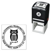 Tampon Auto-encreur Chouette sur le nom de la succursale Adresse de re (En situation)