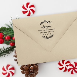Tampon Auto-encreur Christmas Foliing Family Script Retourner l'adress