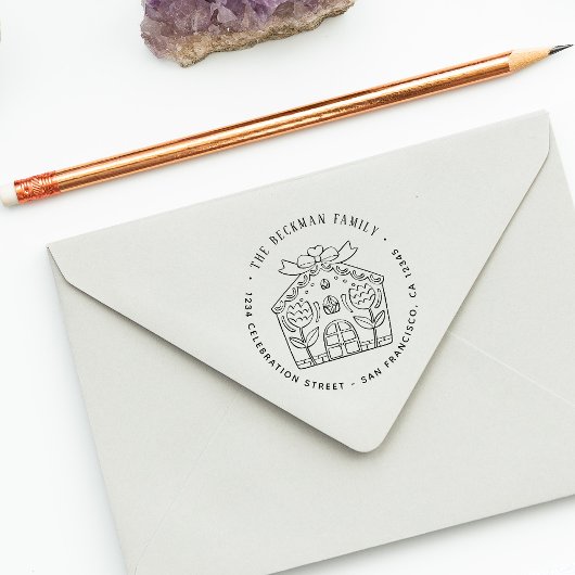 Tampon Auto-encreur Christmas Gingbread Fête de Noël Adresse de retour