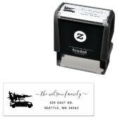 Tampon Auto-encreur Christmas Tree Car Joyeuses Vacances Retour Adress (En situation)