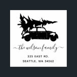 Tampon Auto-encreur Christmas Tree Vintage Car Holidays Adresse de ret<br><div class="desc">Stylish Christmas Tree Vintage Car Custom Text Return Adresse Stamper Caractéristiques Script Writing. Personnalisez avec votre nom / nom de famille et adresse de retour.</div>