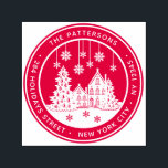 Tampon Auto-encreur Christmas Tree Winter Home Retour personnel<br><div class="desc">Arbre de Noël Hiver Accueil Retour personnel Adresse auto-allumage Le timbre affiche votre nom et adresse de retour personnalisés dans le script moderne entourant une maison avec des arbres de Noël et des flocons de neige. Parfait pour les cartes de Noël, les cartes de fin de année, les invitations à...</div>