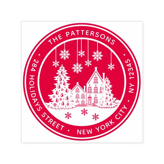 Tampon Auto-encreur Christmas Tree Winter Home Retour personnel (Design)