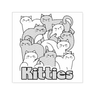 Tampon Auto-encreur Chubby Kitties Design - Cat Art adorable