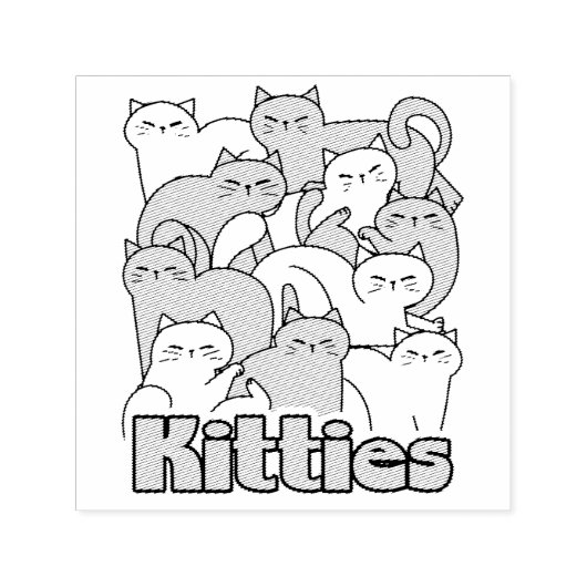 Tampon Auto-encreur Chubby Kitties Design - Cat Art adorable (Design)