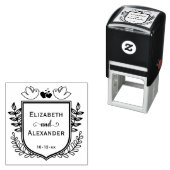 Tampon Auto-encreur Cimier Botanique Inséparables Coeurs Couple Mariag (En situation)