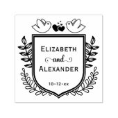 Tampon Auto-encreur Cimier Botanique Inséparables Coeurs Couple Mariag (Design)