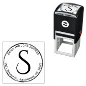 Tampon Auto-encreur Circle Adresse de retour Monogramme auto-encre tim (En situation)