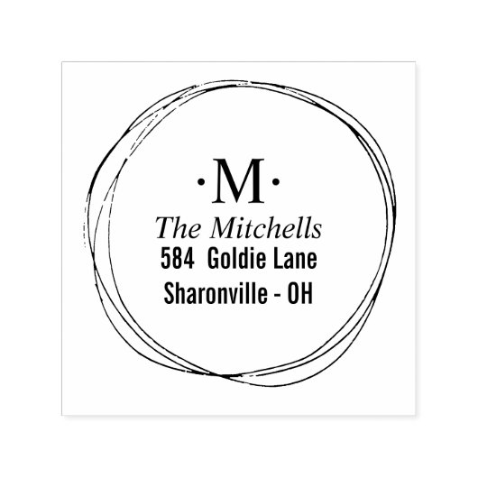 Tampon Auto-encreur Circles modernes Adresse monographie de couronne d (Design)