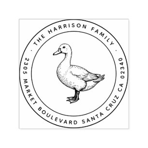 Tampon Auto-encreur Circulaire Vintage Canard Nom de famille Adresse d
