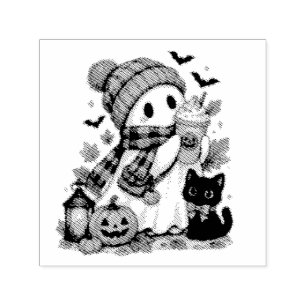 Tampon Auto-encreur Citrouille Spectre Épicé Cozy Halloween