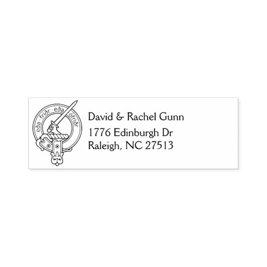 Tampon Auto-encreur Clan Gunn Crest & Address Self-inking Stamp (Design)