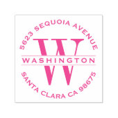 Tampon Auto-encreur Classic Fuchsia Monogram Mariage Adresse de retour (Design)
